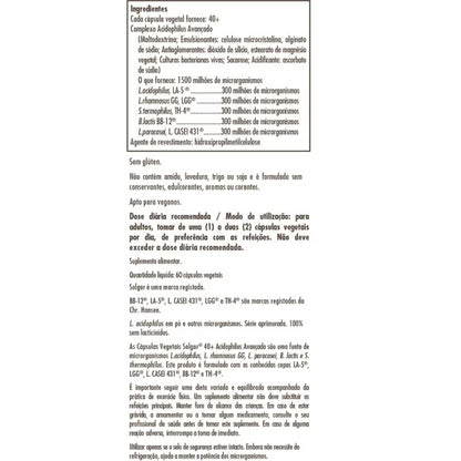 SLG - 40+ Ácido Avan Acidophilus 60 Caps