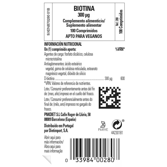 SOLGAR - Biotina 300μg - 100 comprimidos