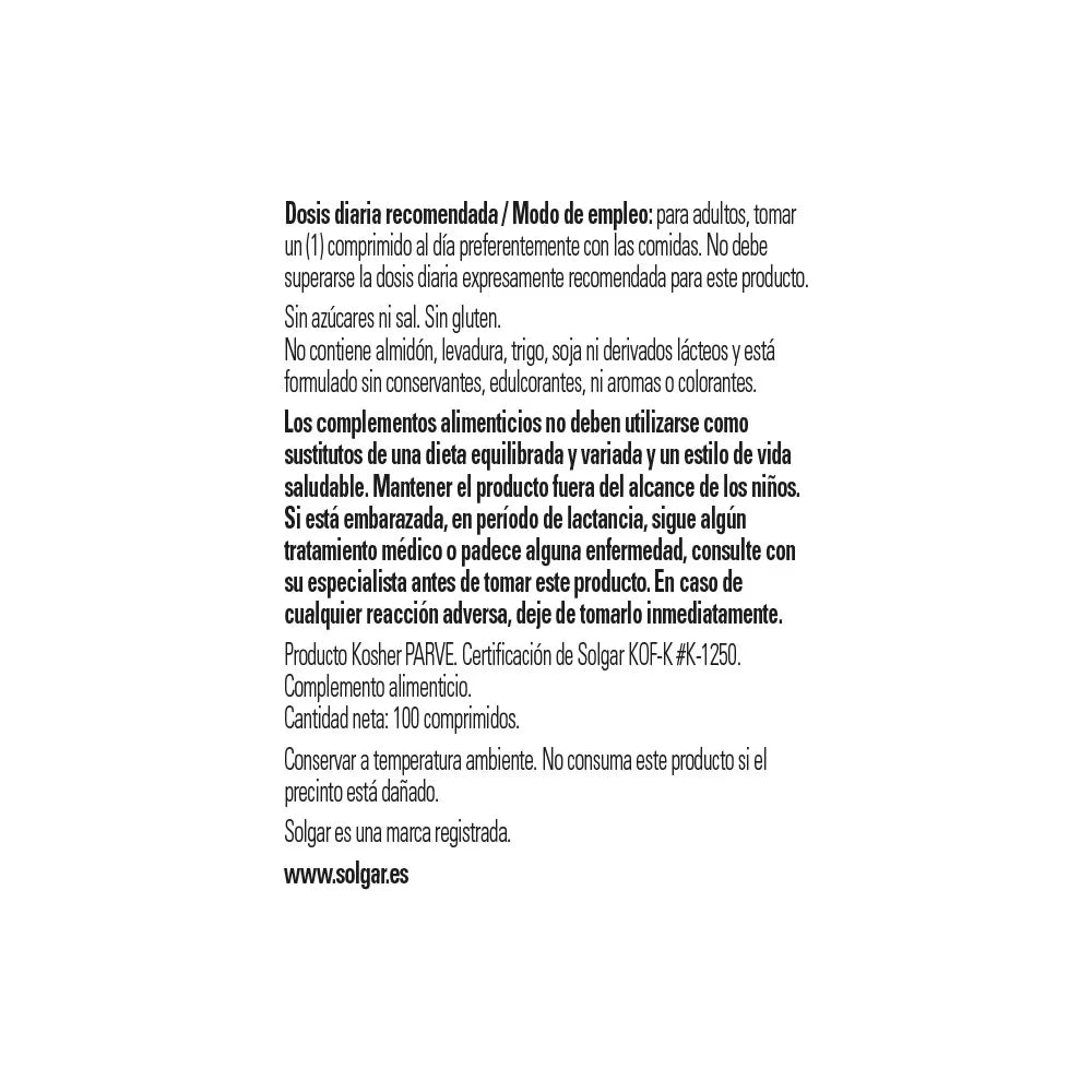 SOLGAR - Biotina 300μg - 100 comprimidos