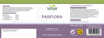 SOTYA - Pasiflora 100 comprimidos de 500mg