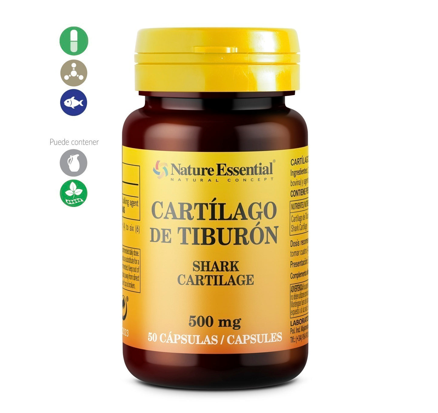 NATURE ESSENTIAL - Cartílago de tiburón 500 mg. 50 cápsulas