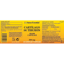 NATURE ESSENTIAL - Cartílago de tiburón 500 mg. 50 cápsulas