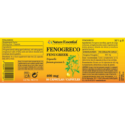 NATURE ESSENTIAL - Fenogreco 400 mg. 50 cápsulas