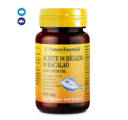 NATURE ESSENTIAL - Aceite de hígado de bacalao 410 mg. 50 perlas
