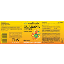 NATURE ESSENTIAL - Guaraná 600 mg. 50 cápsulas de
