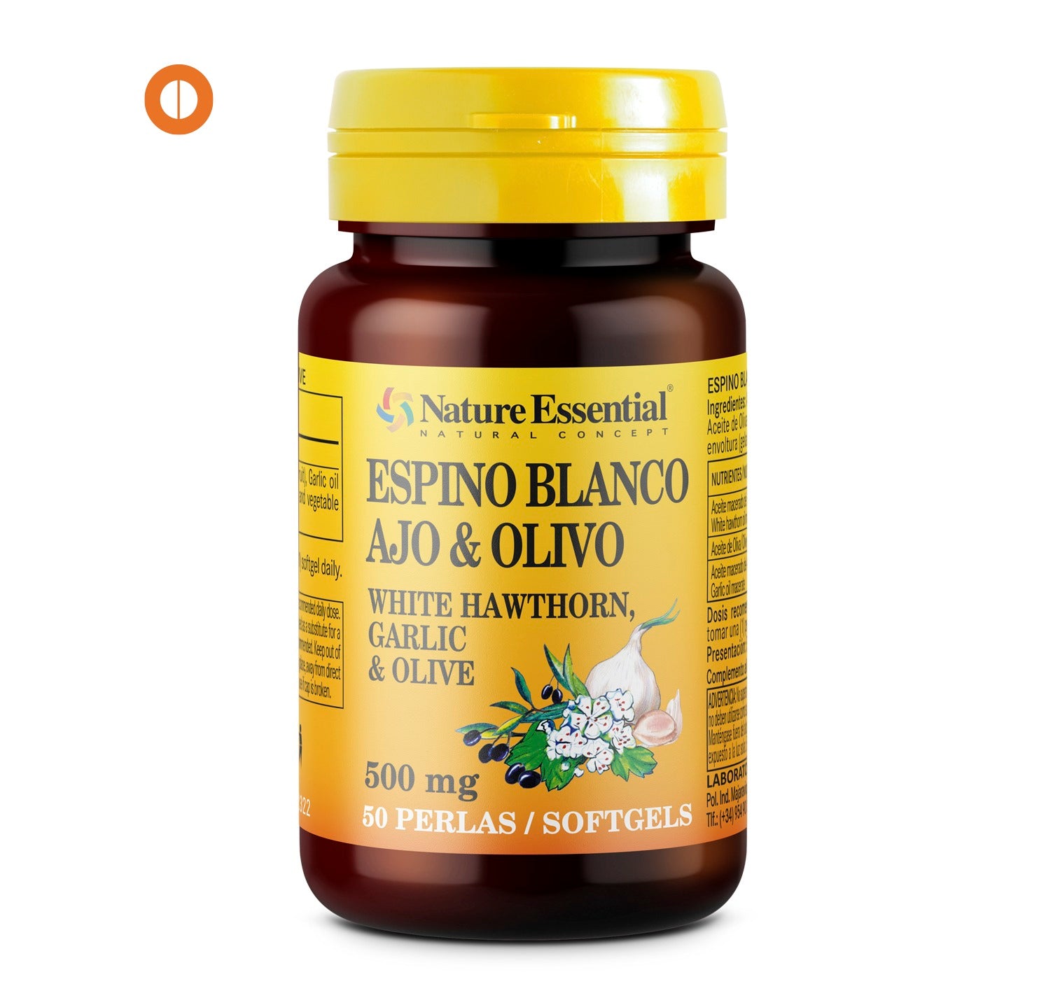 NATURE ESSENTIAL - Espino blanco + ajo + olivo 500 mg. 50 perlas