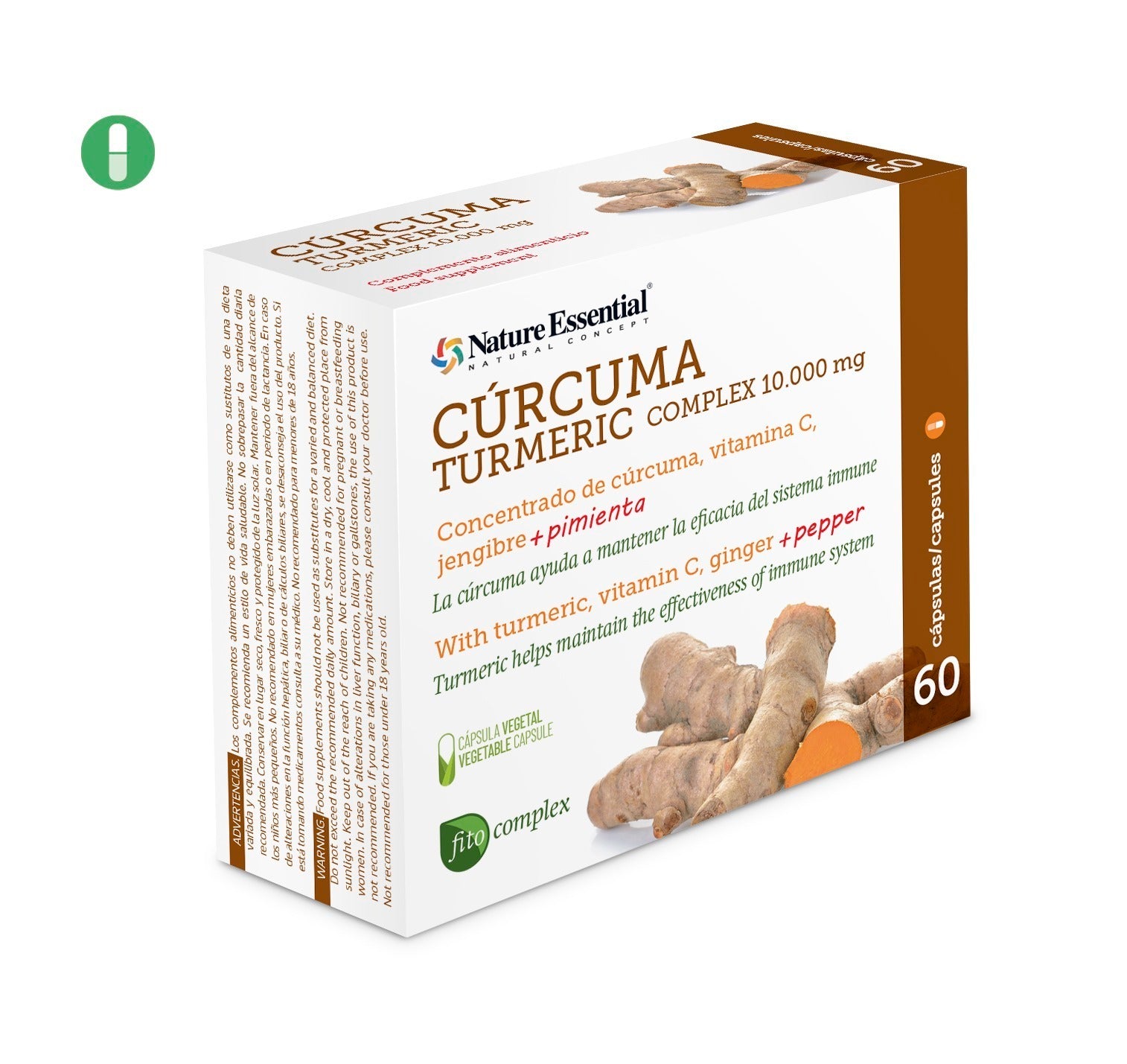 NATURE ESSENTIAL - Cúrcuma (complex) 10.000 mg. 60 cápsulas vegetales