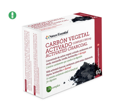 NATURE ESSENTIAL - Carbón vegetal activado (complex) 1500 mg. (ext. seco) 60 cápsulas