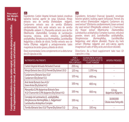 NATURE ESSENTIAL - Carbón vegetal activado (complex) 1500 mg. (ext. seco) 60 cápsulas