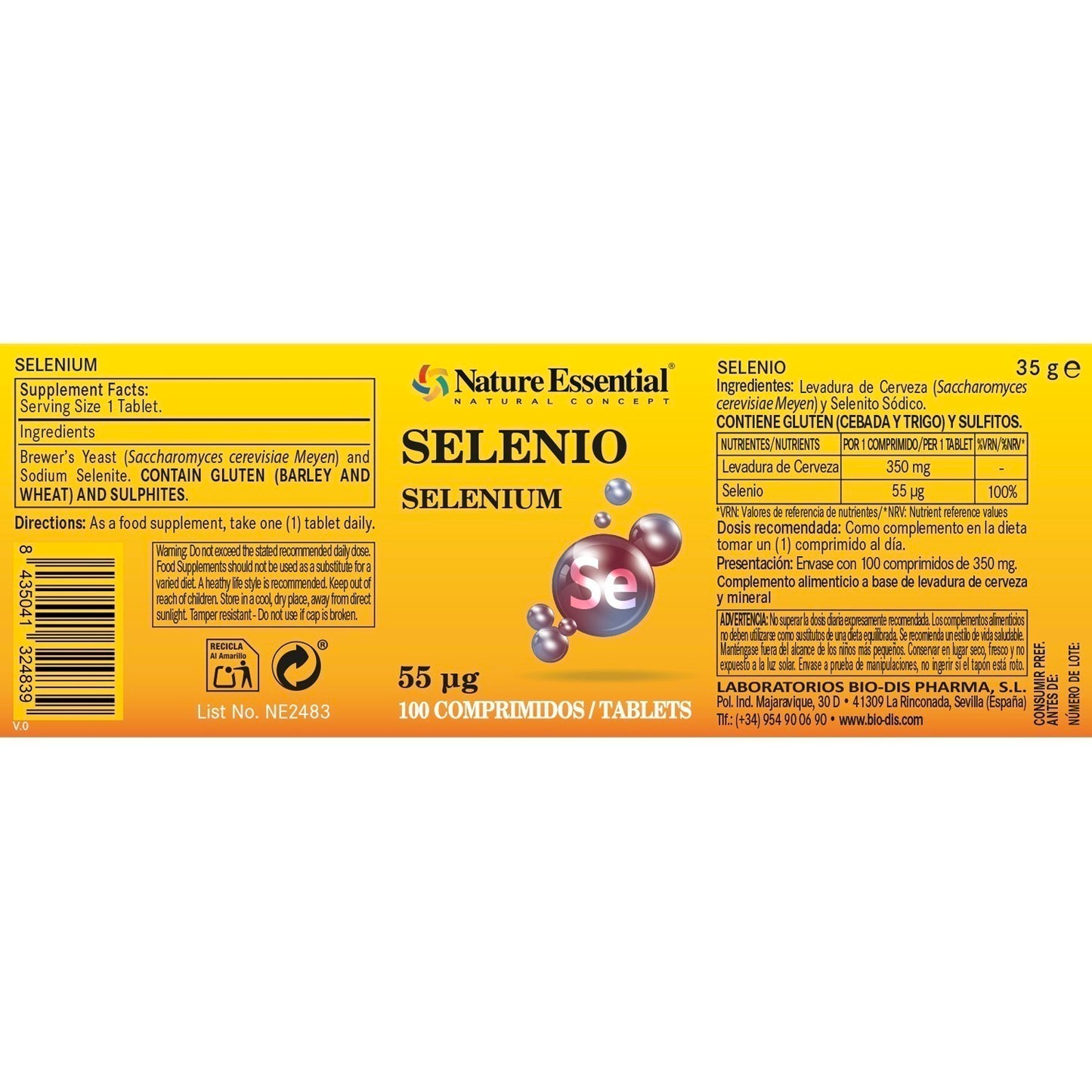 NATURE ESSENTIAL -Selenio 55 mcg. 100 comprimidos