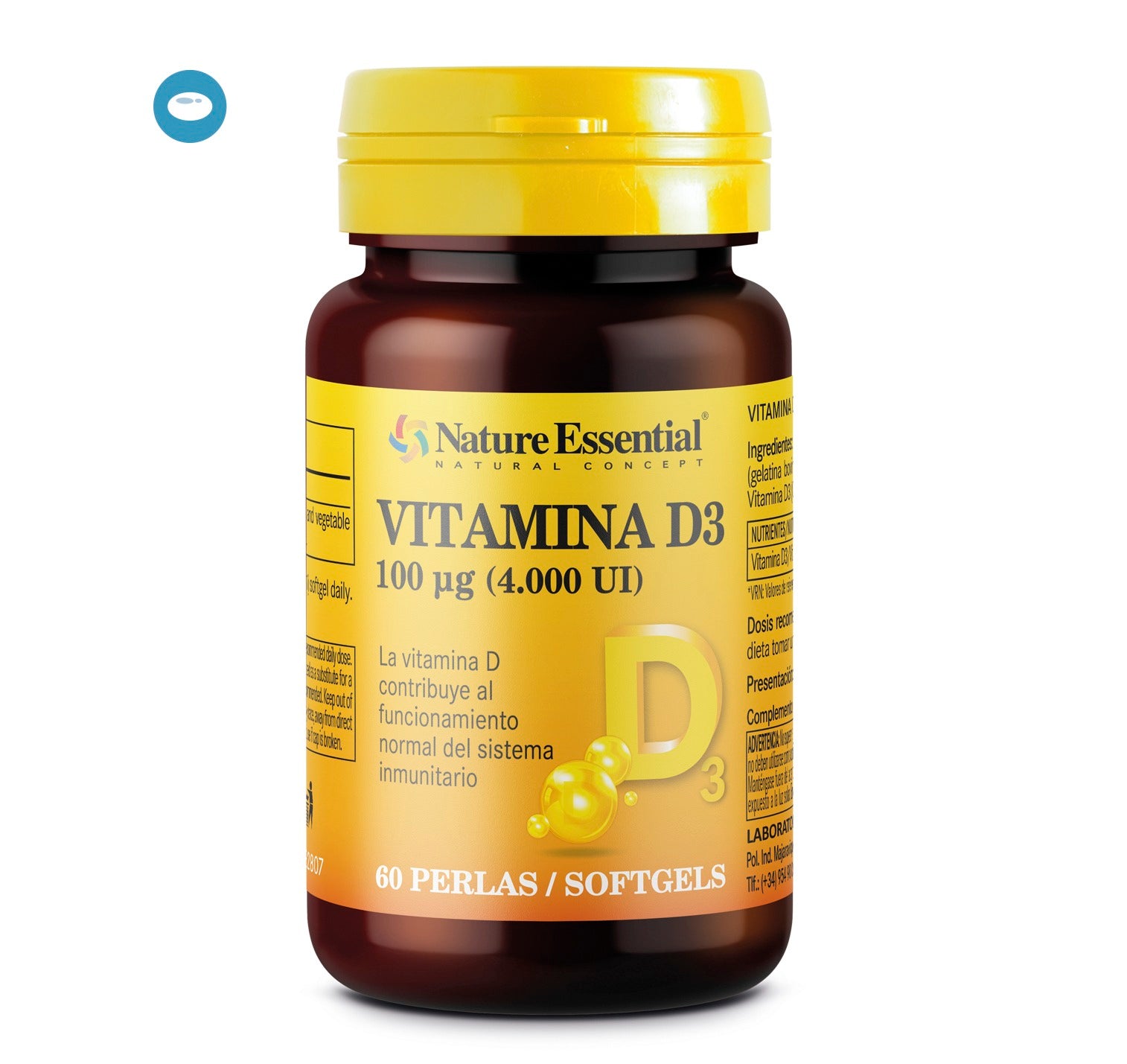 NATURE ESSENTIAL - Vitamina D3 100 mcg. (4000 U.I) 60 perlas