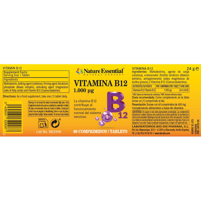 NATURE ESSENTIAL- Vitamina B-12 1000 mcg. 60 comprimidos