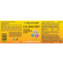 NARURE ESSENTIAL - Calcio, magnesio y zinc 520 mg. 50 comprimidos