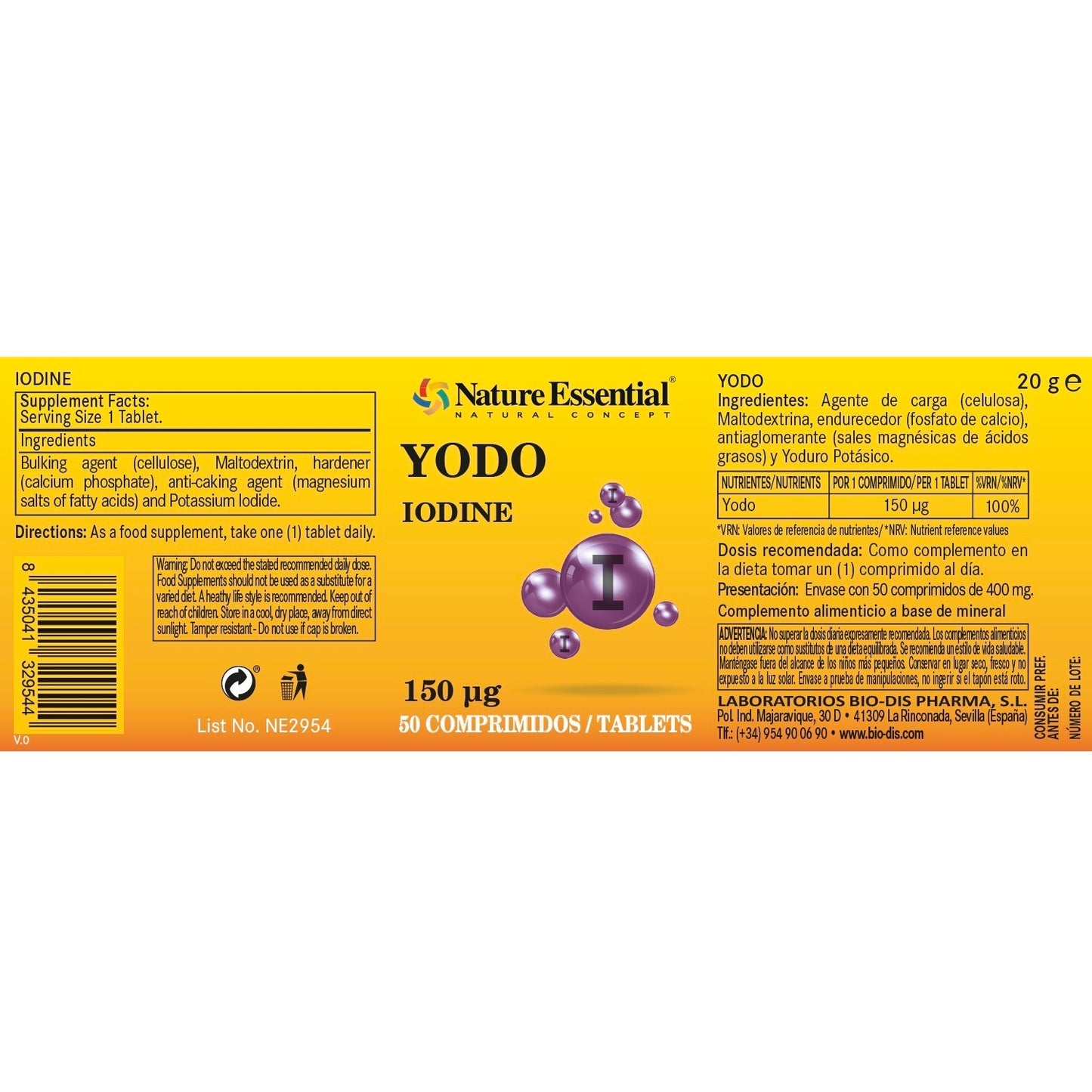 NATURE ESSETIAL - Yodo 150 mcg 50 comp