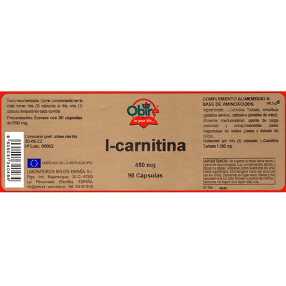 OBIRE - L-carnitina 450 mg. 90 cápsulas