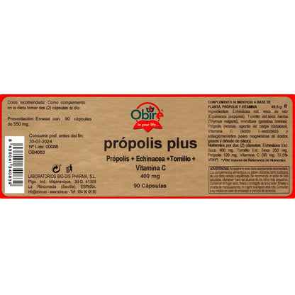 OBIRE - Própolis PLUS 400 mg. 90 cápsulas