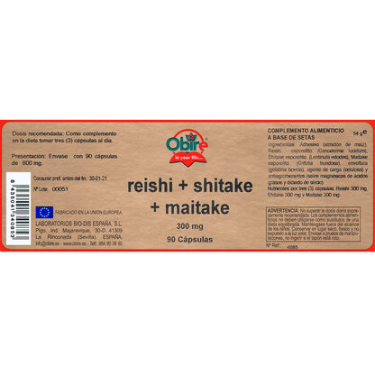 NATURE ESSENTIAL - Reishi + shitake + maitake 300 mg. 90 cápsulas