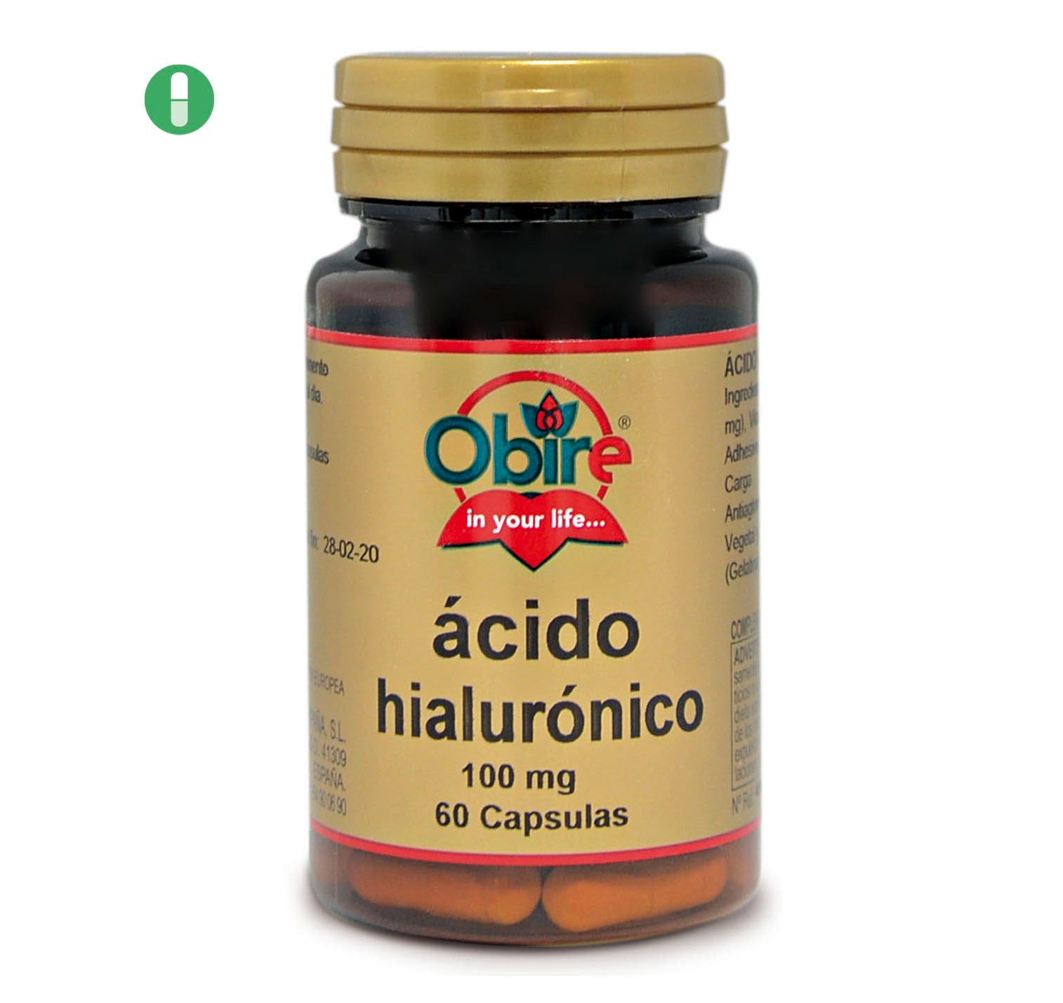 OBIRE - Ácido hialurónico 100 mg. 60 cápsulas