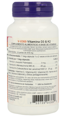 NOW - Vitamina D3 + Vitamina K2 1000UI/45mcg - 120 veg caps