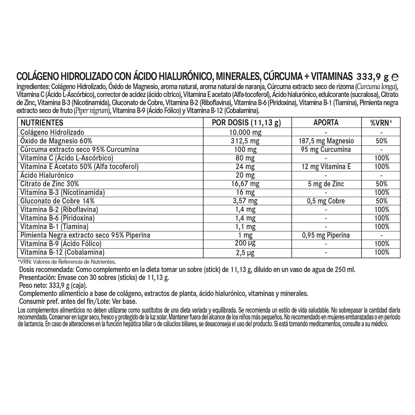 OBIRE - Colágeno hidrolizado 10 gr. 30 Sticks