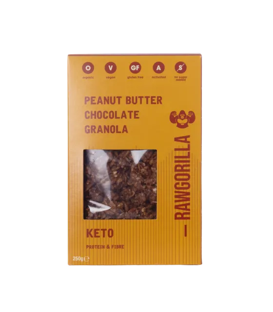 Granola KETO de mantequilla de cacahuete y cacao BIO 250 g