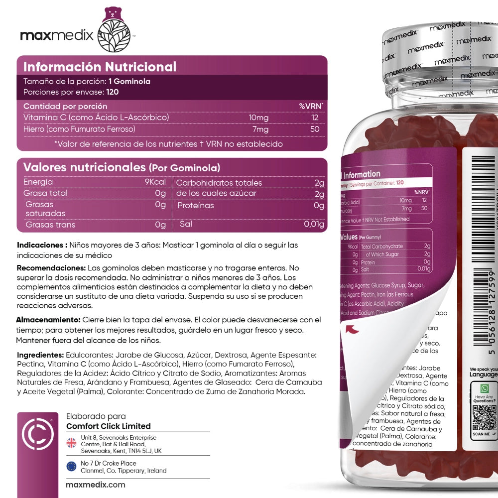 WEIGHWORLD - Iron and Vitamin C Gummies for Kids 120 Gummies