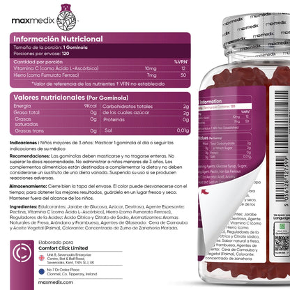WEIGHWORLD - Iron and Vitamin C Gummies for Kids 120 Gummies