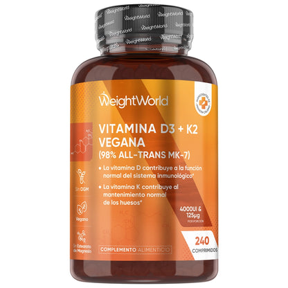 Vitamin D3 4000IU + K2 (MK-7) 125mcg 240 Tablets